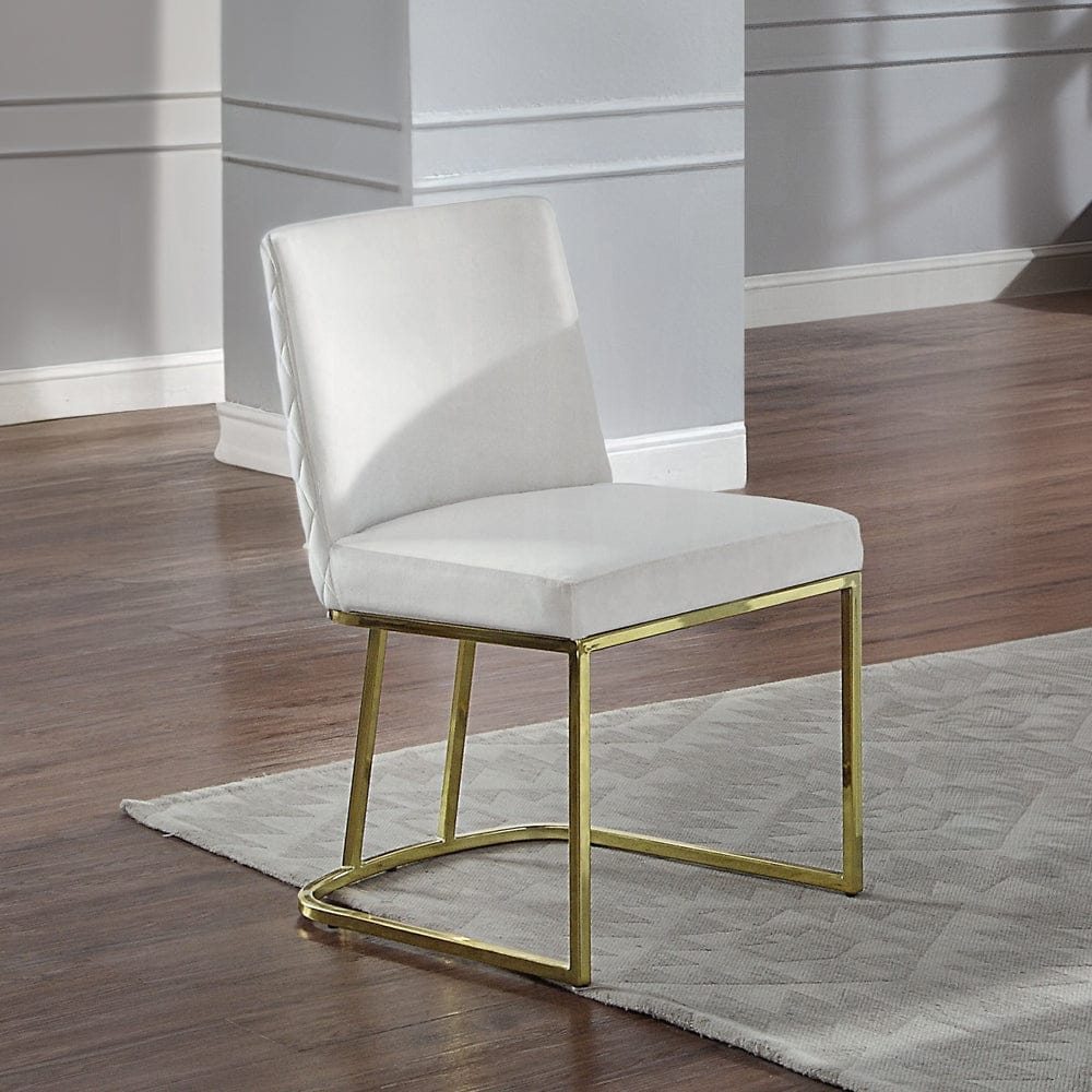 ACME Furniture - Zazie Side Chair (Set of 2) - White Velvet & Gold - DN02232 view 7