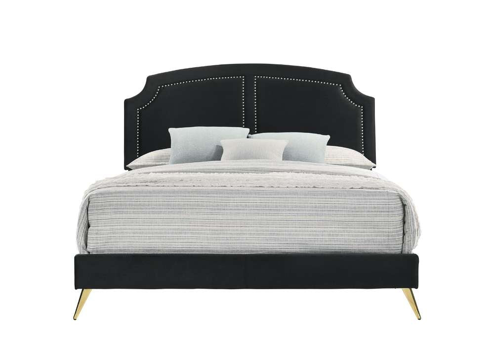 ACME Furniture - Zeena Queen Bed - Black Velvet - BD01176Q veiw 2