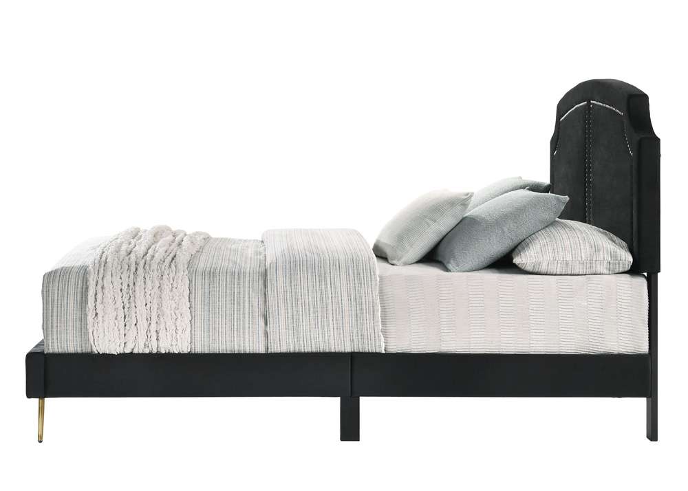 ACME Furniture - Zeena Queen Bed - Black Velvet - BD01176Q veiw 3