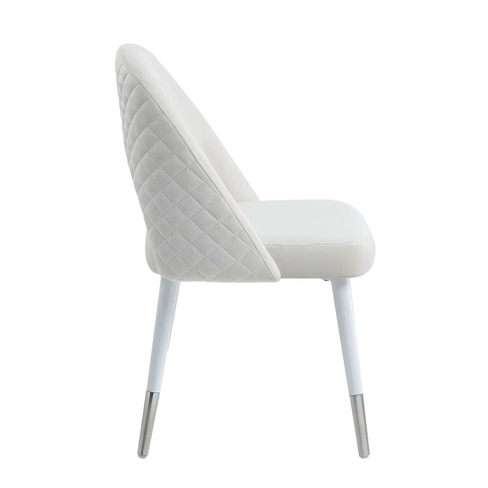 ACME Furniture - Zemirah Side Chair (Set of 2) - White Velvet & White - DN02234 veiw 3