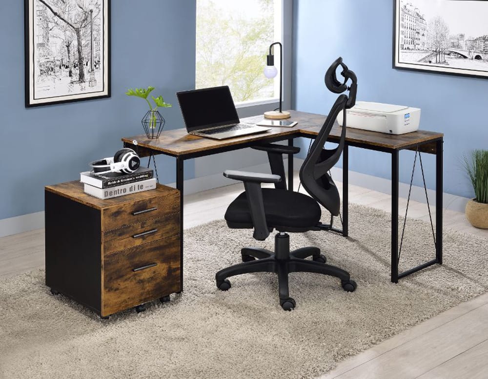 ACME Furniture - Zetri - Writing Desk - Weathered Oak & Black Finish - 92805 view 4