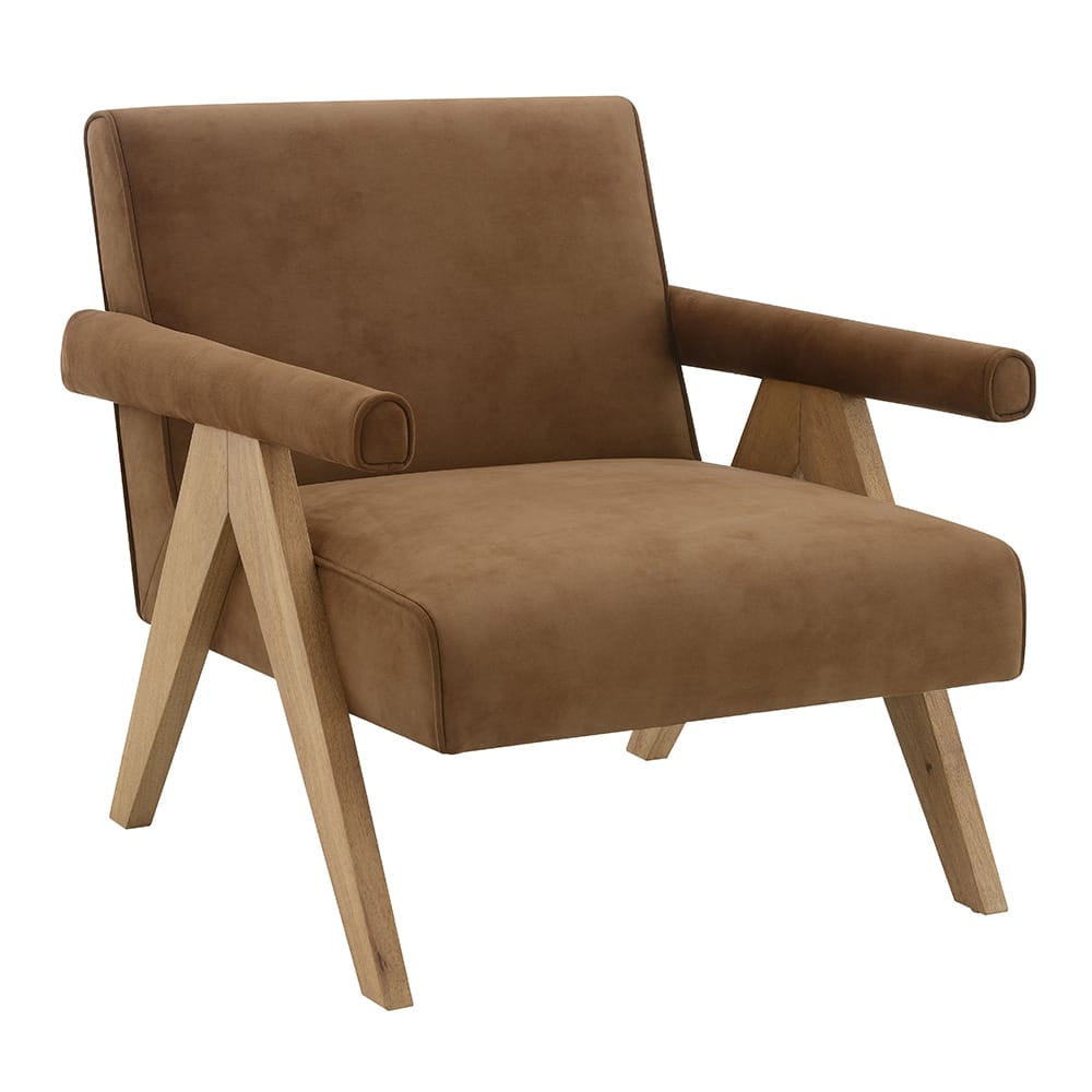 ACME Furniture - Zoey - Accent Chair - Chocolate Suede & Oak  - AC03801 view 1