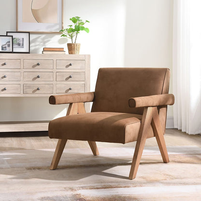 ACME Furniture - Zoey - Accent Chair - Chocolate Suede & Oak  - AC03801 view 7