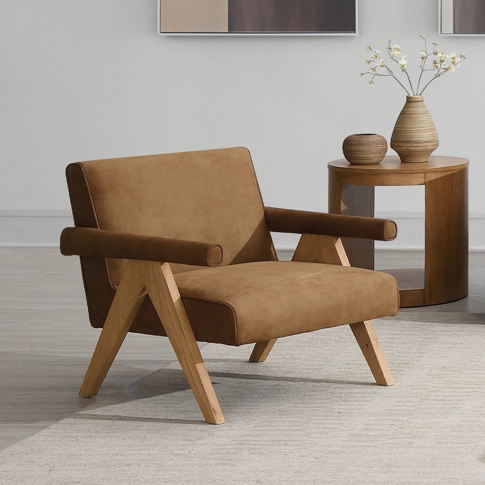 ACME Furniture - Zoey - Accent Chair - Chocolate Suede & Oak  - AC03801 view 8