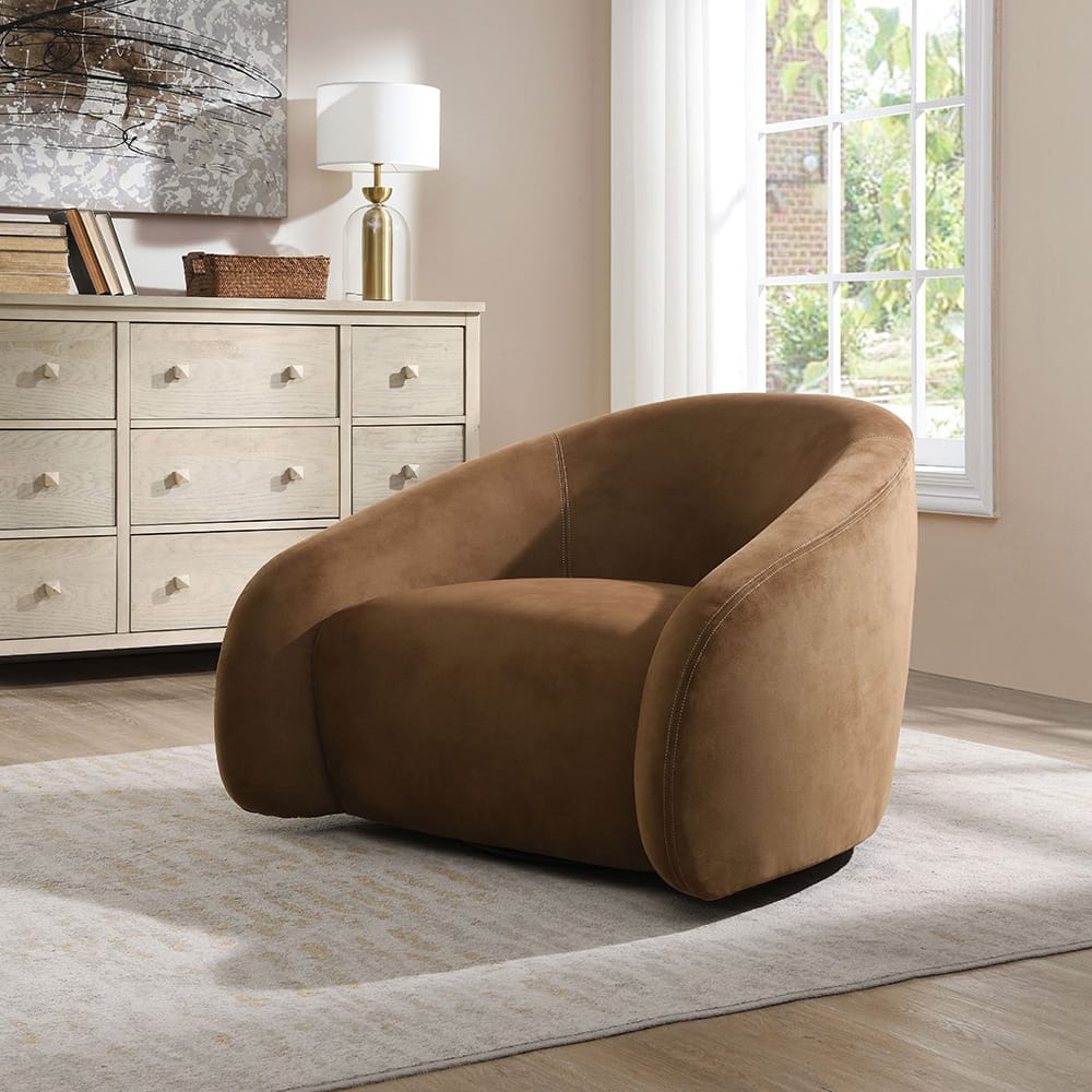 ACME Furniture - Zoey - Accent Chair w/Swivel  - Chocolate Suede - AC03804 view 6
