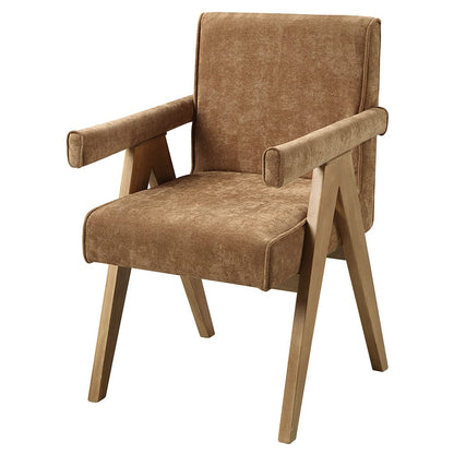 ACME Furniture - Zoey - Arm Chair (Set of 2) - Chocolate Chenille & Oak  - DN04077 view 1