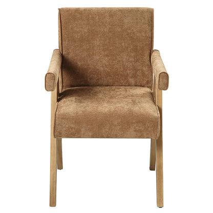 ACME Furniture - Zoey - Arm Chair (Set of 2) - Chocolate Chenille & Oak  - DN04077 view 2