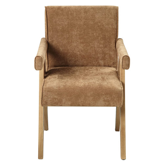 ACME Furniture - Zoey - Arm Chair (Set of 2) - Chocolate Chenille & Oak  - DN04077 view 2