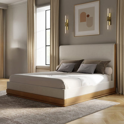 ACME Furniture - Zoey - EK Bed - Beige Fabric & Oak  - BD04851EK view 5