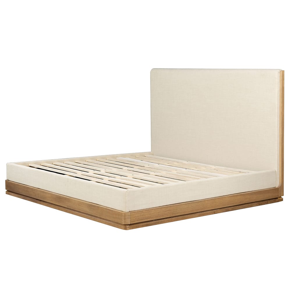 ACME Furniture - Zoey - Queen Bed - Beige Fabric & Oak  - BD04852Q view 1