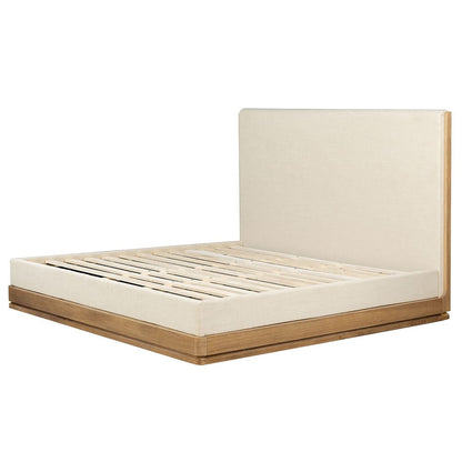 ACME Furniture - Zoey - Queen Bed - Beige Fabric & Oak  - BD04852Q view 1