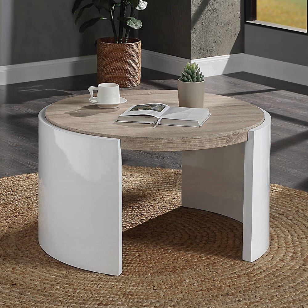 ACME Furniture - Zoma Coffee Table - White High Gloss & Oak - LV02414 view 7