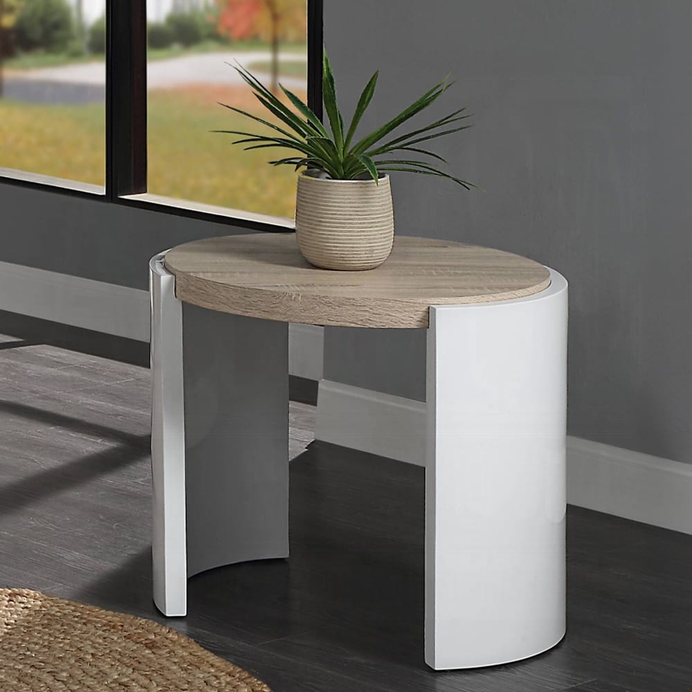 ACME Furniture - Zoma End Table - White High Gloss & Oak - LV02415 view 5