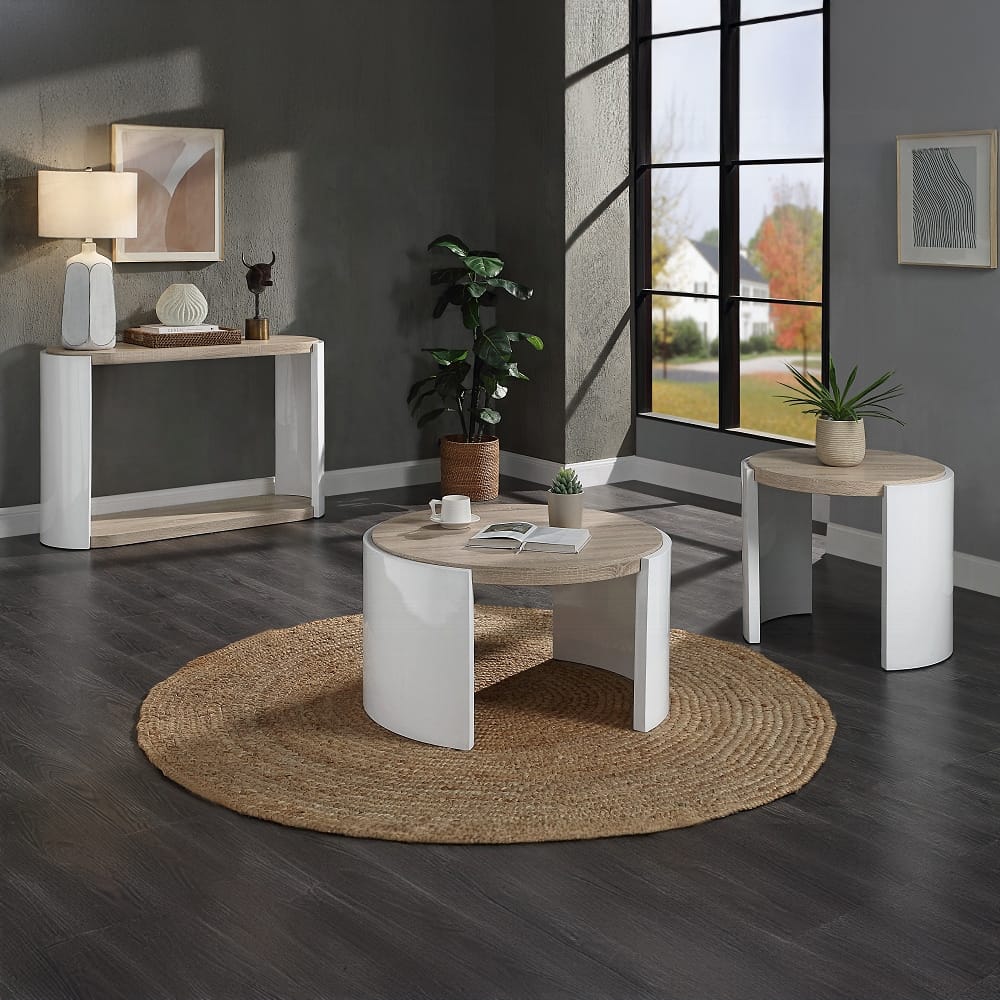 ACME Furniture - Zoma End Table - White High Gloss & Oak - LV02415 view 6