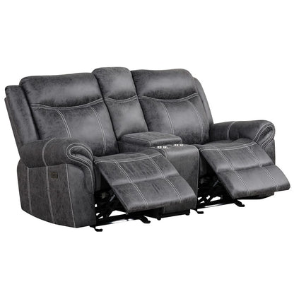ACME Furniture - Zubaida - Power Motion Glider Loveseat w/USB Port - Dark Gray Polish Microfiber - LV04671 view 2