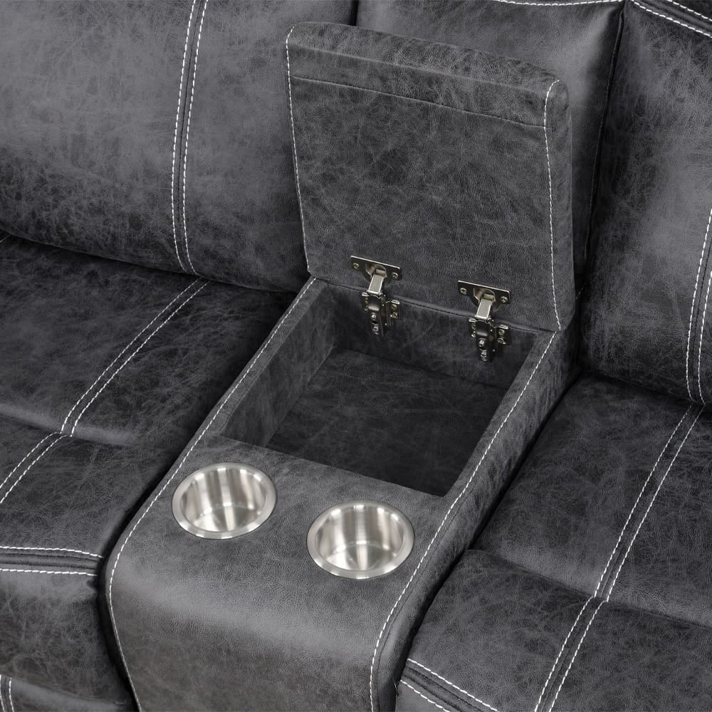 ACME Furniture - Zubaida - Power Motion Glider Loveseat w/USB Port - Dark Gray Polish Microfiber - LV04671 view 5