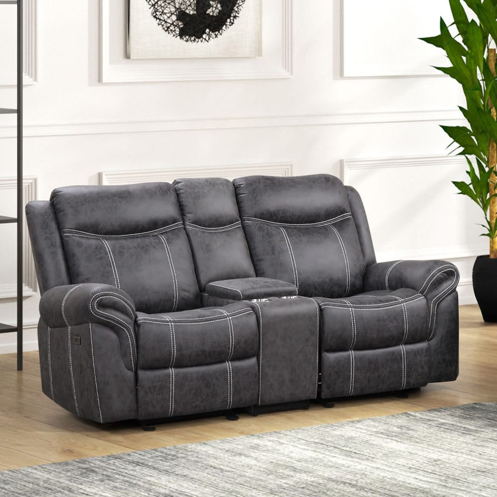 ACME Furniture - Zubaida - Power Motion Glider Loveseat w/USB Port - Dark Gray Polish Microfiber - LV04671 view 7