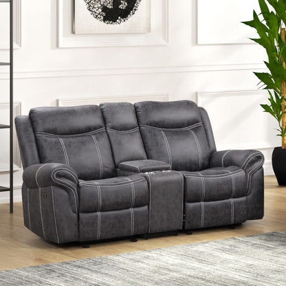 ACME Furniture - Zubaida - Power Motion Glider Loveseat w/USB Port - Dark Gray Polish Microfiber - LV04671 view 7