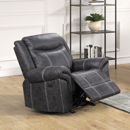 ACME Furniture - Zubaida - Power Motion Glider Recliner - Dark Gray Polish Microfiber - LV04672 view 6