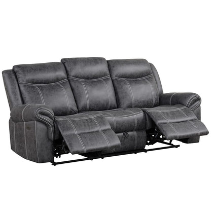 ACME Furniture - Zubaida - Power Motion w/Drop Down Table & USB Port - Dark Gray Polish Microfiber - LV04670 view 1