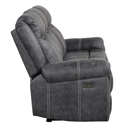 ACME Furniture - Zubaida - Power Motion w/Drop Down Table & USB Port - Dark Gray Polish Microfiber - LV04670 view 3