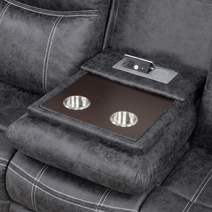 ACME Furniture - Zubaida - Power Motion w/Drop Down Table & USB Port - Dark Gray Polish Microfiber - LV04670 view 5