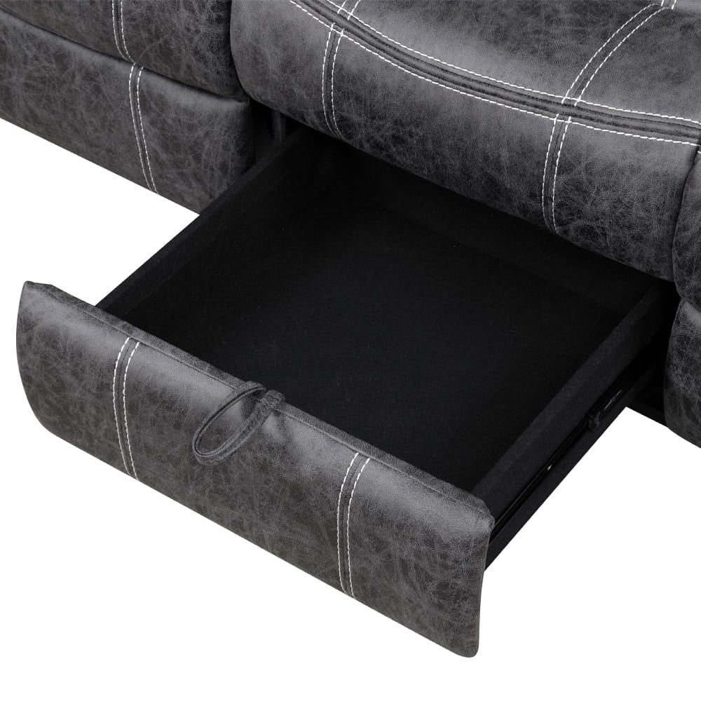 ACME Furniture - Zubaida - Power Motion w/Drop Down Table & USB Port - Dark Gray Polish Microfiber - LV04670 view 6