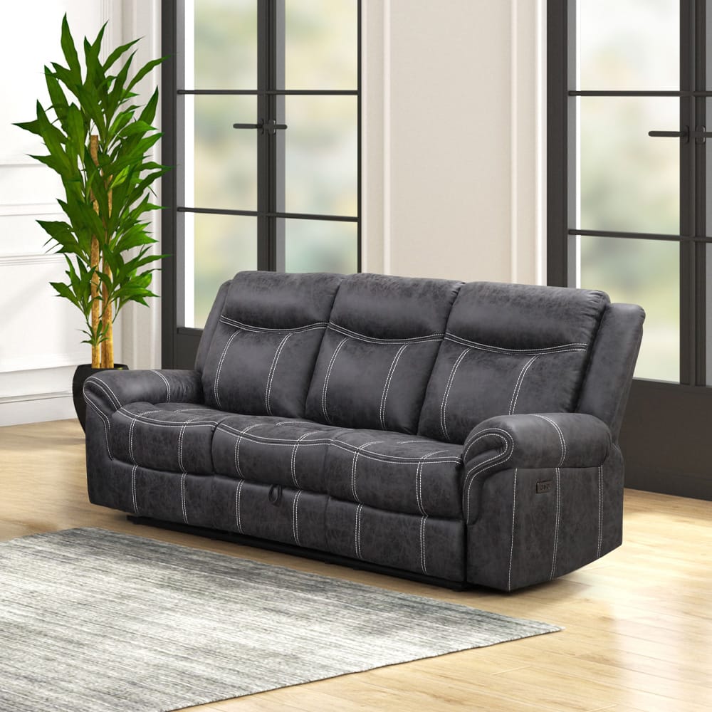 ACME Furniture - Zubaida - Power Motion w/Drop Down Table & USB Port - Dark Gray Polish Microfiber - LV04670 view 8