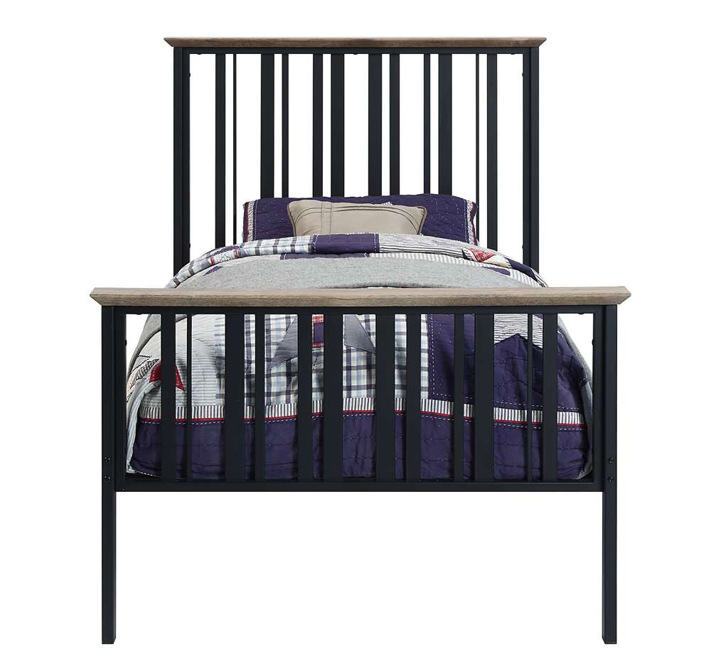 ACME Furniture - Zudora Twin Bed - Antique Oak & Black - BD01747T veiw 2