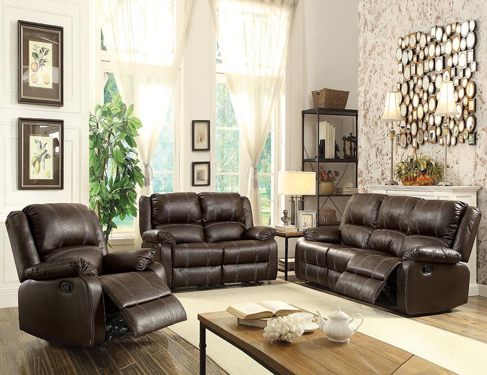 ACME Furniture - Zuriel Motion Sofa - Brown Synthetic Leather - 52280 veiw 3