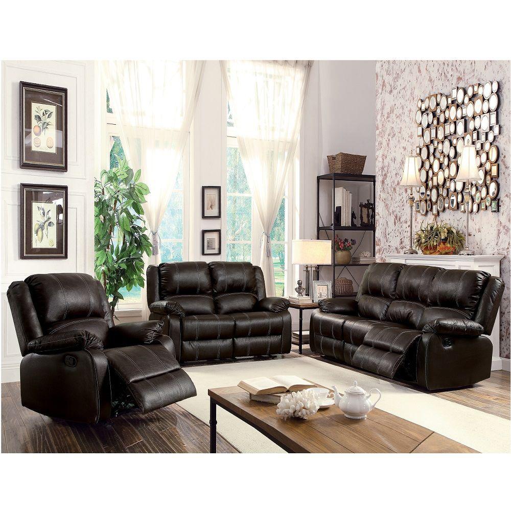 ACME Furniture - Zuriel Motion Sofa - Brown Synthetic Leather - 52280 veiw 4