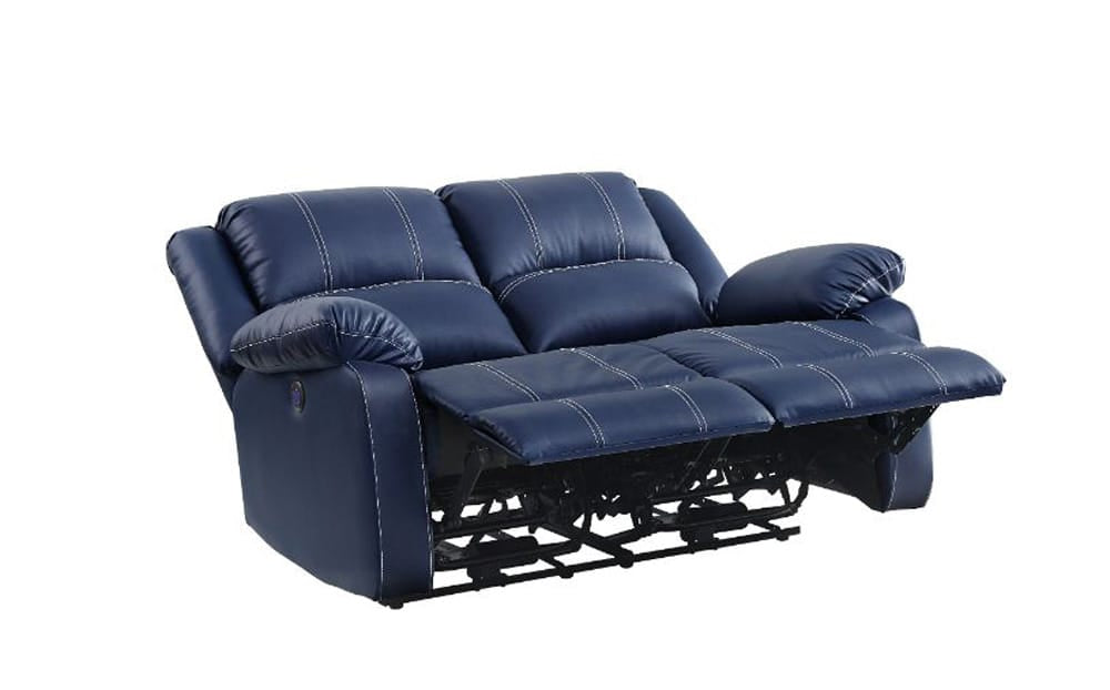 ACME Furniture - Zuriel - Power Motion Loveseat w/USB - Blue Synthetic Leather - 54616 view 5