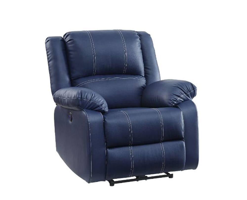 ACME Furniture - Zuriel - Power Motion Recliner w/USB - Blue Synthetic Leather - 54617 view 1