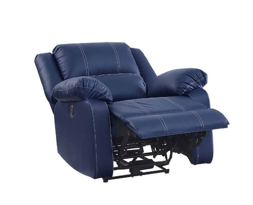 ACME Furniture - Zuriel - Power Motion Recliner w/USB - Blue Synthetic Leather - 54617 view 5