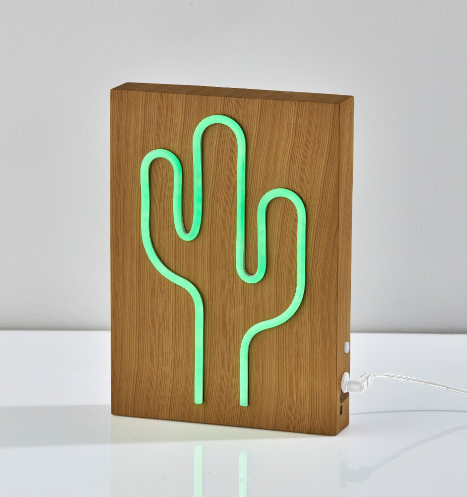 Adesso Home - Wood Framed Neon Cactus Table/Wall Lamp - SL3721-12 view 3