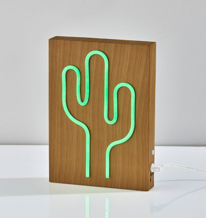 Adesso Home - Wood Framed Neon Cactus Table/Wall Lamp - SL3721-12 view 3
