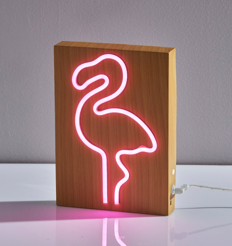 Adesso Home - Wood Framed Neon Flamingo Table/Wall Lamp - SL3722-12 view 3