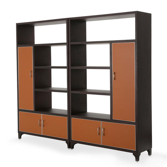AICO by Michael Amini - 21 Cosmopolitan Bookcase (2 pc) in Diablo Orange/Umber_CLOSEOUT veiw 1