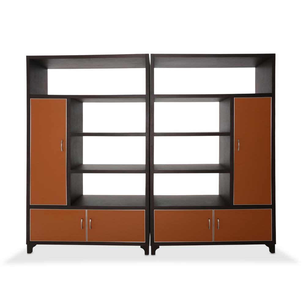 AICO by Michael Amini - 21 Cosmopolitan Bookcase (2 pc) in Diablo Orange/Umber_CLOSEOUT veiw 2