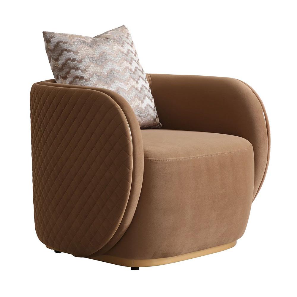 AICO by Michael Amini - Ariana Velvet Accent Chair - Caramel/Gold - LFR-ARNA835-CML-806 veiw 1