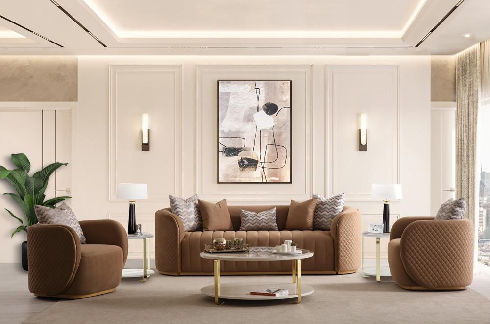 AICO by Michael Amini - Ariana Velvet Accent Chair - Caramel/Gold - LFR-ARNA835-CML-806 veiw 7