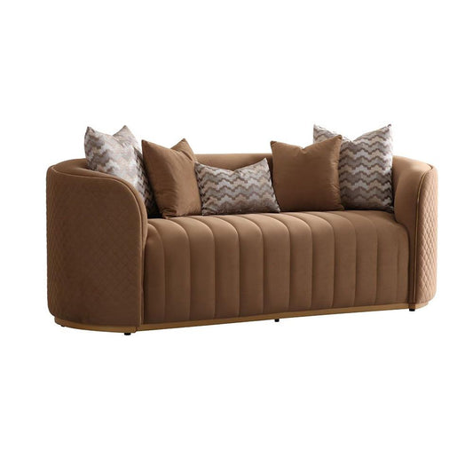 AICO by Michael Amini - Ariana Velvet Loveseat - Caramel/Gold - LFR-ARNA825-CML-806 veiw 1