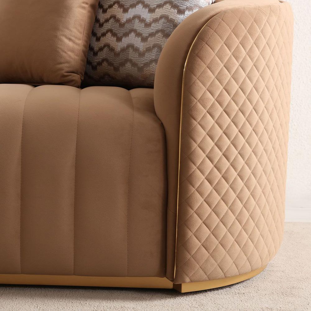 AICO by Michael Amini - Ariana Velvet Loveseat - Caramel/Gold - LFR-ARNA825-CML-806 veiw 6
