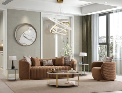 AICO by Michael Amini - Ariana Velvet Loveseat - Caramel/Gold - LFR-ARNA825-CML-806 veiw 9