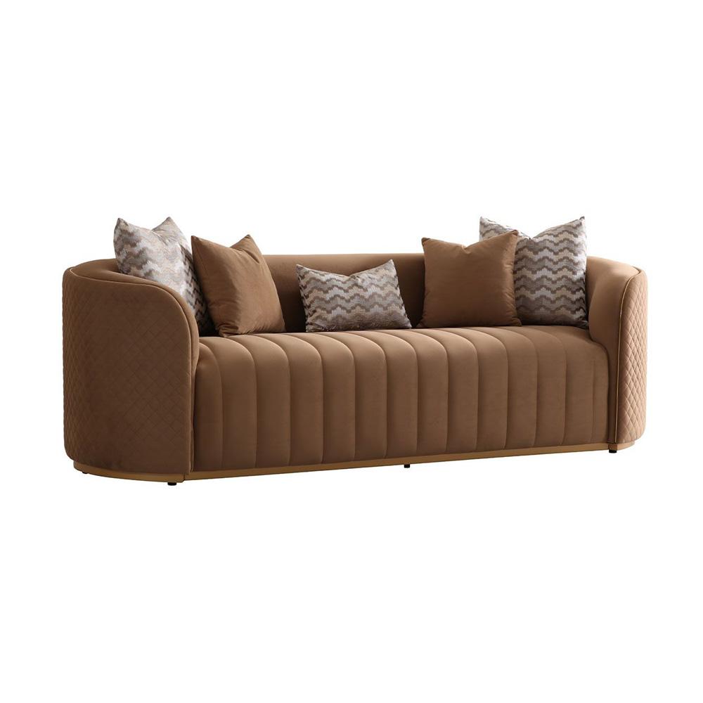AICO by Michael Amini - Ariana Velvet Sofa - Caramel/Gold - LFR-ARNA815-CML-806 veiw 1