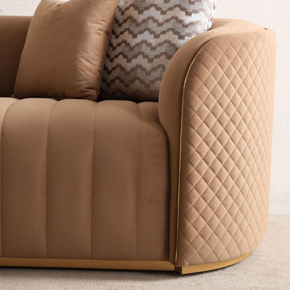 AICO by Michael Amini - Ariana Velvet Sofa - Caramel/Gold - LFR-ARNA815-CML-806 veiw 5
