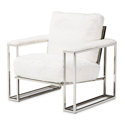 AICO by Michael Amini - Astro Faux Fur Chair in Stainless Steel Finish - TR-ASTRO35-MST-13_CLOSEOUT veiw 1