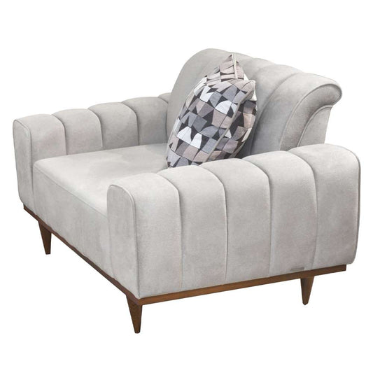 Aico by Michael Amini - Balboa Chenille Chair and a Half - Shell Gray/Warm Walnut - LFR-BLBA838-SHL-218 veiw 1