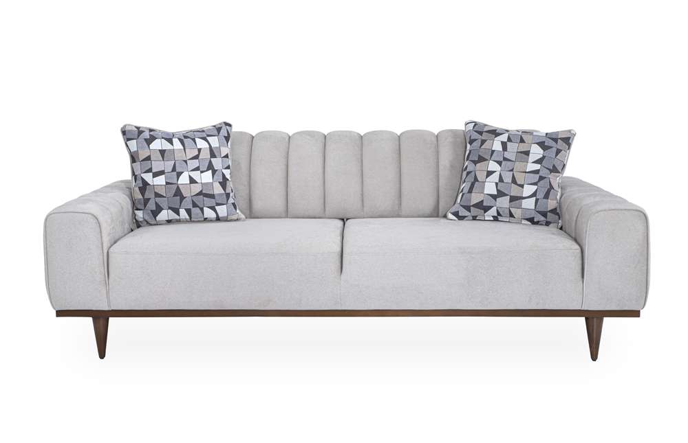 Aico by Michael Amini - Balboa Chenille Sofa - Shell Gray/Warm Walnut - LFR-BLBA815-SHL-218 veiw 1