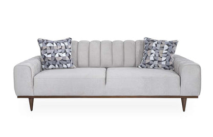 Aico by Michael Amini - Balboa Chenille Sofa - Shell Gray/Warm Walnut - LFR-BLBA815-SHL-218 veiw 1